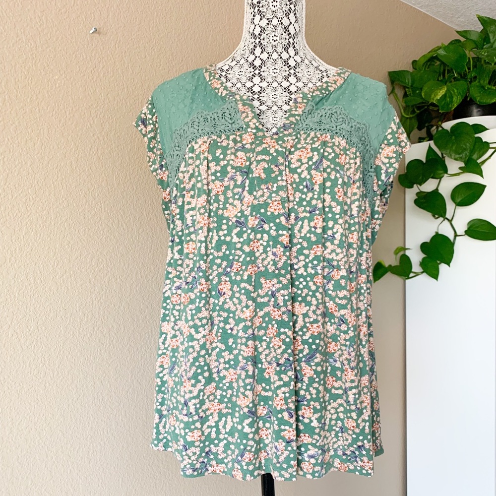 Daniel Rainn, Shirt Sleeve, Green Floral, Size XL